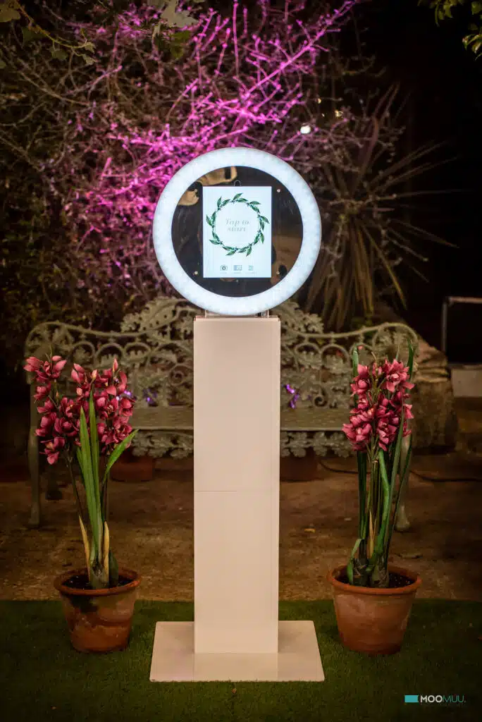Digital Booth styled for an outdoor wedding