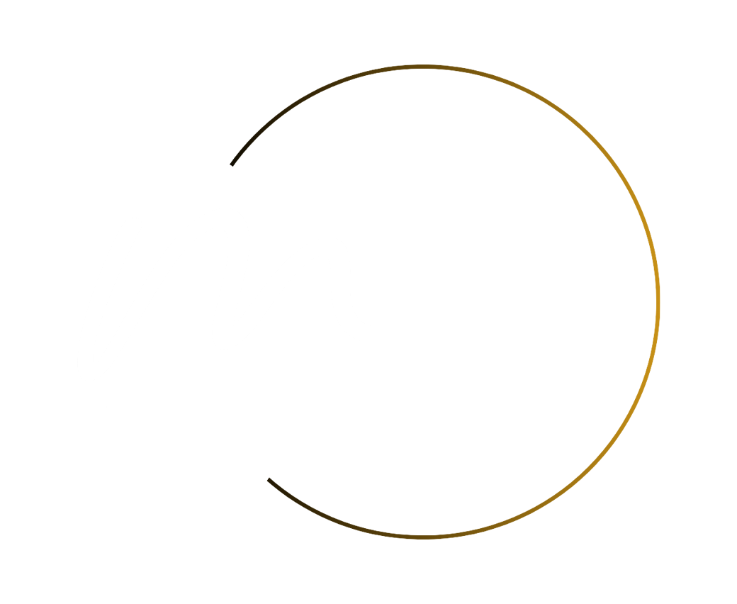 Logo with the white script letters "MOO MOO EXPERIENTIAL" and a thin, incomplete circular line fading from black to gold on a light background, perfectly reflecting our experiential photo marketing approach.