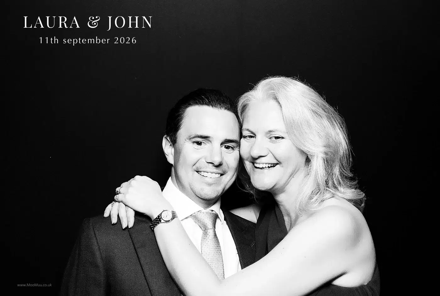 Black-and-white guest portrait from a MooMuu GLAM wedding